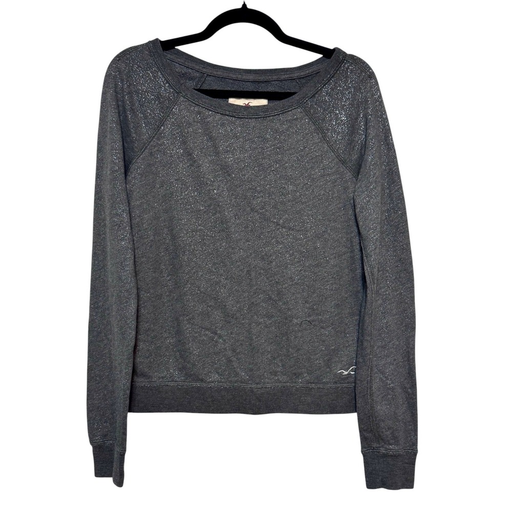 Y2K Hollister Shimmer Metallic Retro Prep‎ Sweatshirt Womens Size S Streetwear